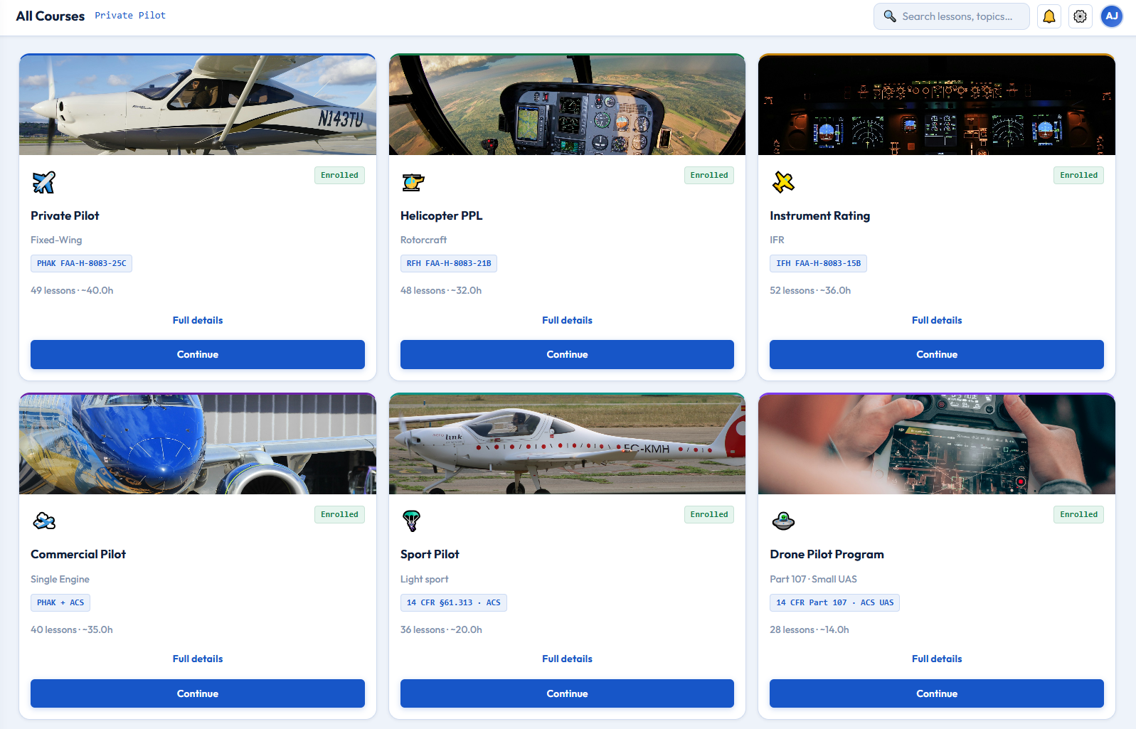 Sample course catalog and roadmap